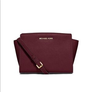 NWOT Michael Kors Burgundy Selma Medium Saffiano Leather Crossbody Bag